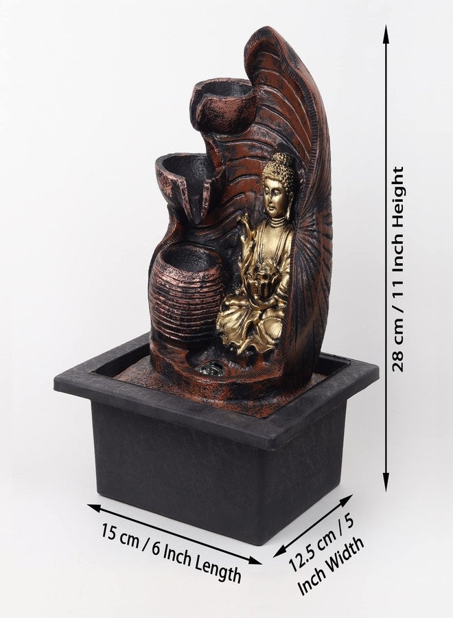 SPLICE Gautam Buddha 3 Step Water Fountain with Led Light Indoor & Outdoor for Home Decor Decoration Showpiece Gift Gifting Items - Image 2